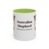 11oz Australian Shepherd Latin Mug, Light Green, front view