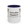 11oz Australian Shepherd Latin Mug, Navy, front view