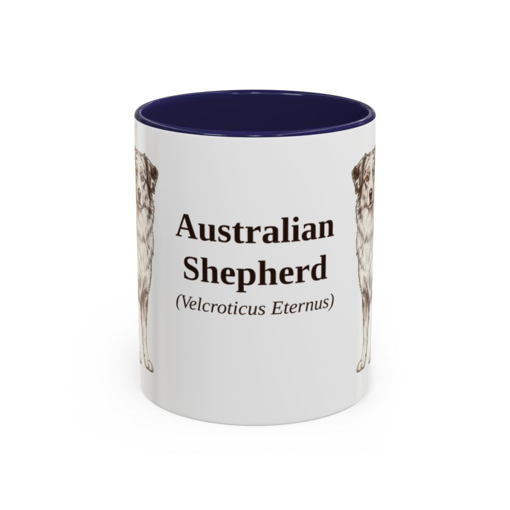 11oz Australian Shepherd Latin Mug, Navy, front view