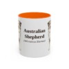 11oz Australian Shepherd Latin Mug, Orange, front view