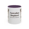 11oz Australian Shepherd Latin Mug, Purple, front view
