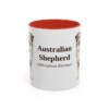11oz Australian Shepherd Latin Mug, Red, front view