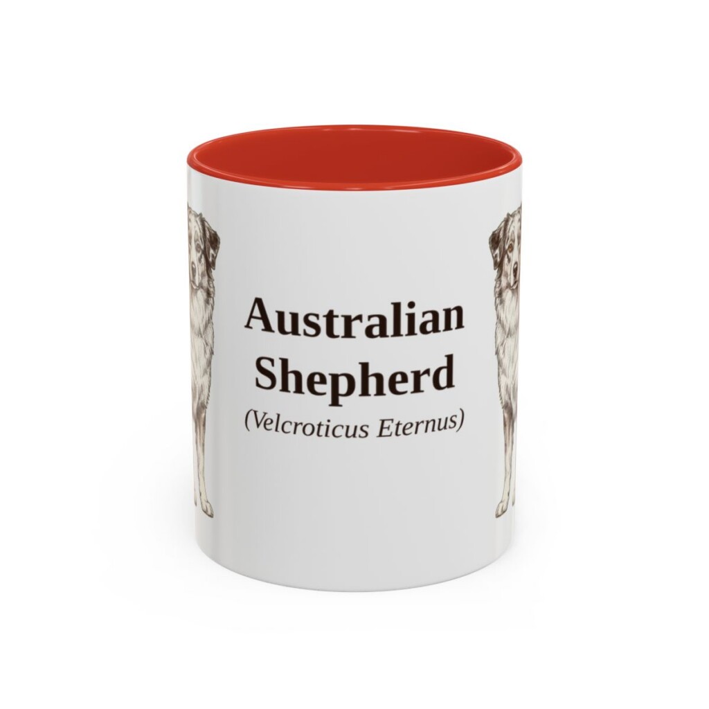 11oz Australian Shepherd Latin Mug, Red, front view