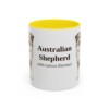 11oz Australian Shepherd Latin Mug, Yellow, front view