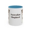 11oz Australian Shepherd Mug, Light Blue, front view