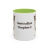 11oz Australian Shepherd Mug, Light Green, front view