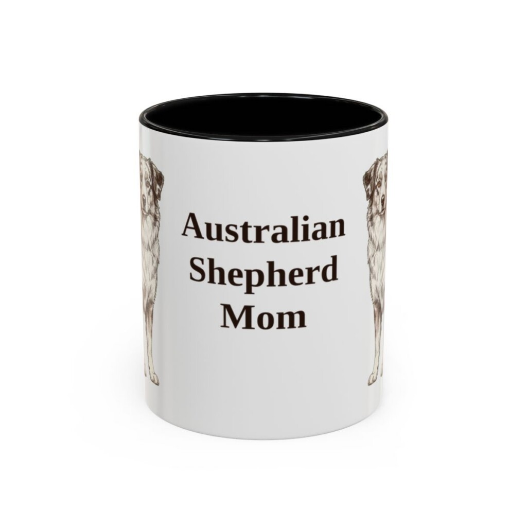 11oz Australian Shepherd Dog Mom Mug, Black, front view