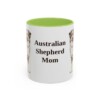 11oz Australian Shepherd Dog Mom Mug, Light Green, front view