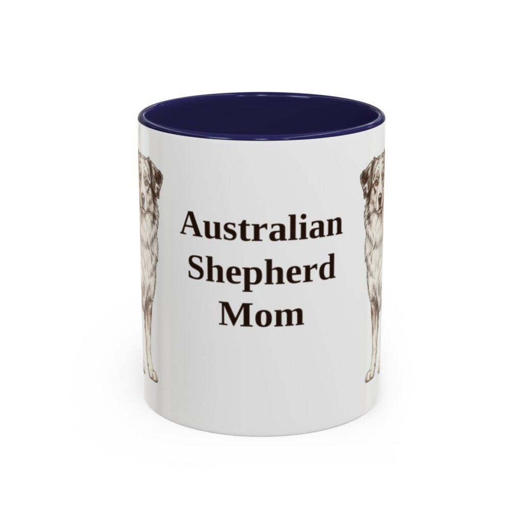 11oz Australian Shepherd Dog Mom Mug, Navy, front view