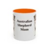 11oz Australian Shepherd Dog Mom Mug, Orange, front view