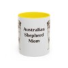 11oz Australian Shepherd Dog Mom Mug, Yellow, front view