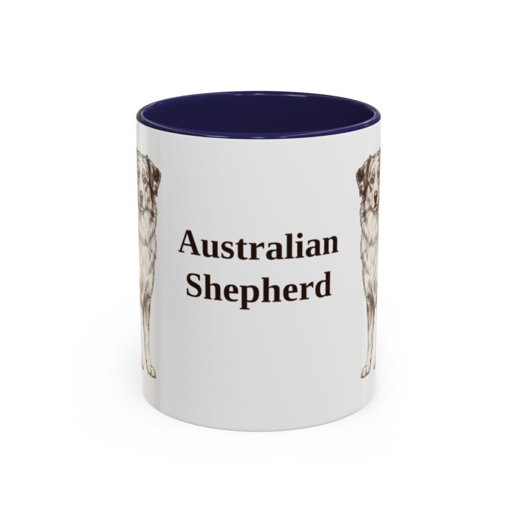 11oz Australian Shepherd Mug, Navy, front view