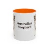 11oz Australian Shepherd Mug, Orange, front view