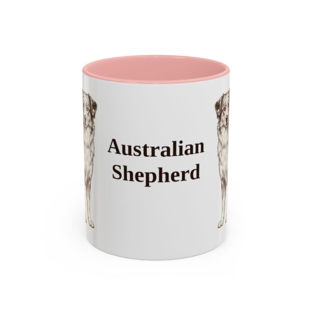 11oz Australian Shepherd Mug, Pink, front view