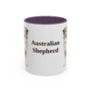 11oz Australian Shepherd Mug, Purple, front view