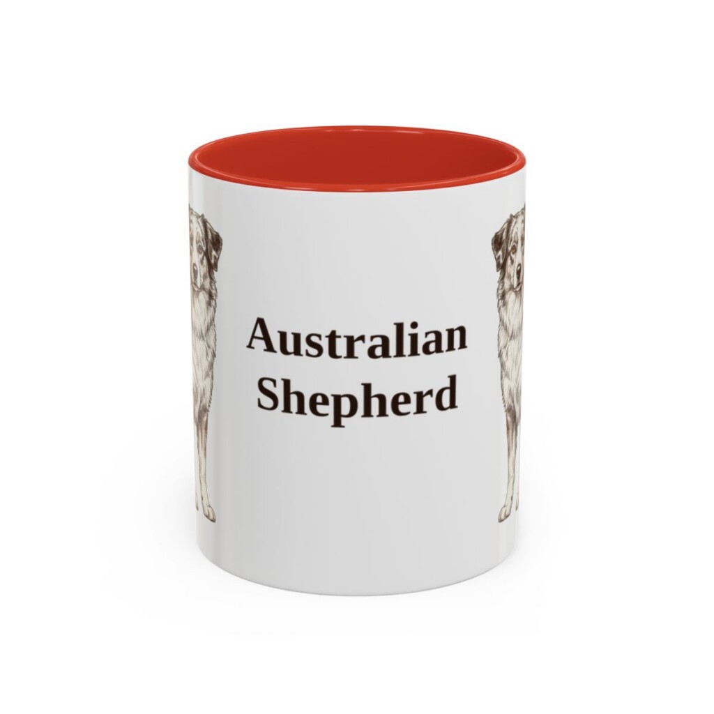 11oz Australian Shepherd Mug, Red, front view