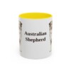 11oz Australian Shepherd Mug, Yellow, front view