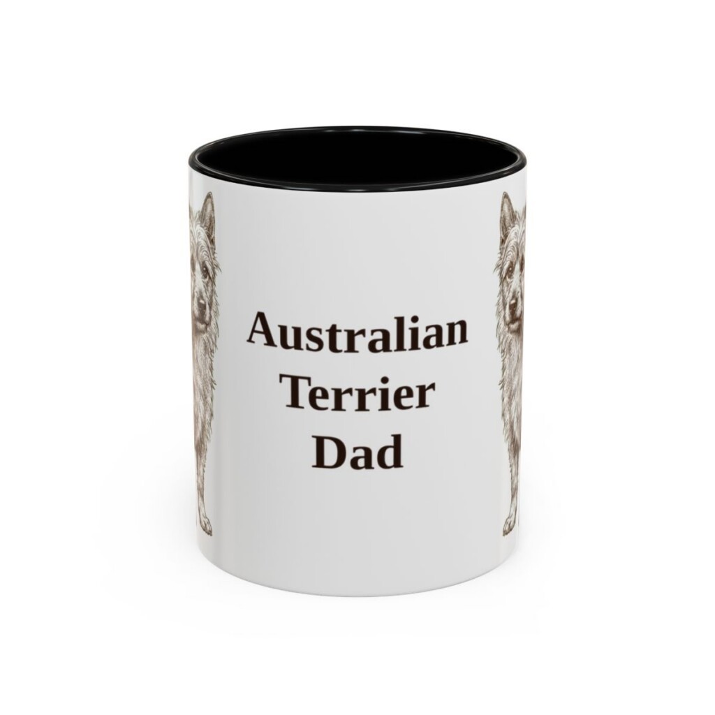 11oz Australian Terrier Dog Dad Mug, Black, front view