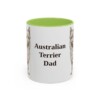 11oz Australian Terrier Dog Dad Mug, Light Green, front view
