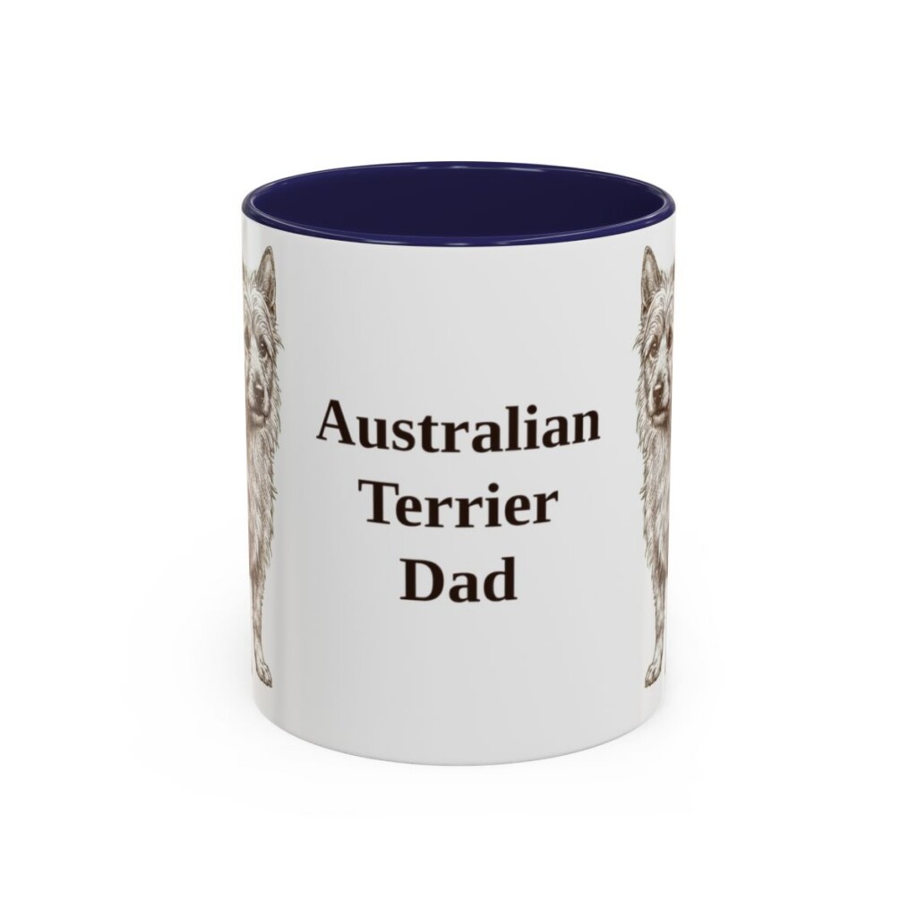 11oz Australian Terrier Dog Dad Mug, Navy, front view