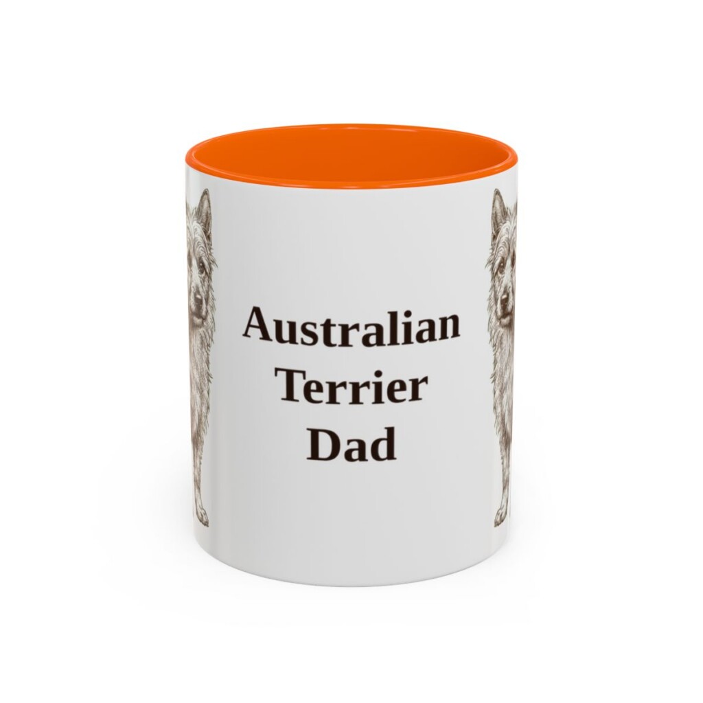 11oz Australian Terrier Dog Dad Mug, Orange, front view