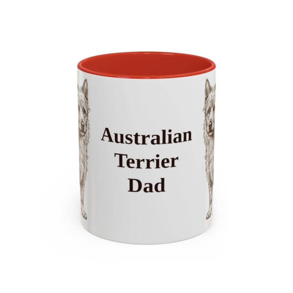 11oz Australian Terrier Dog Dad Mug, Red, front view
