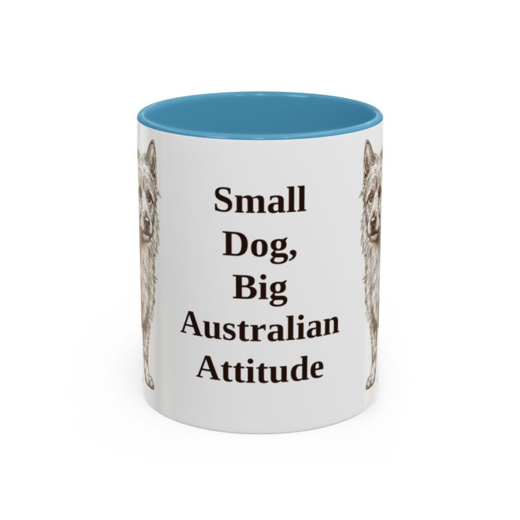 11oz Funny Australian Terrier Mug, Light Blue, front view