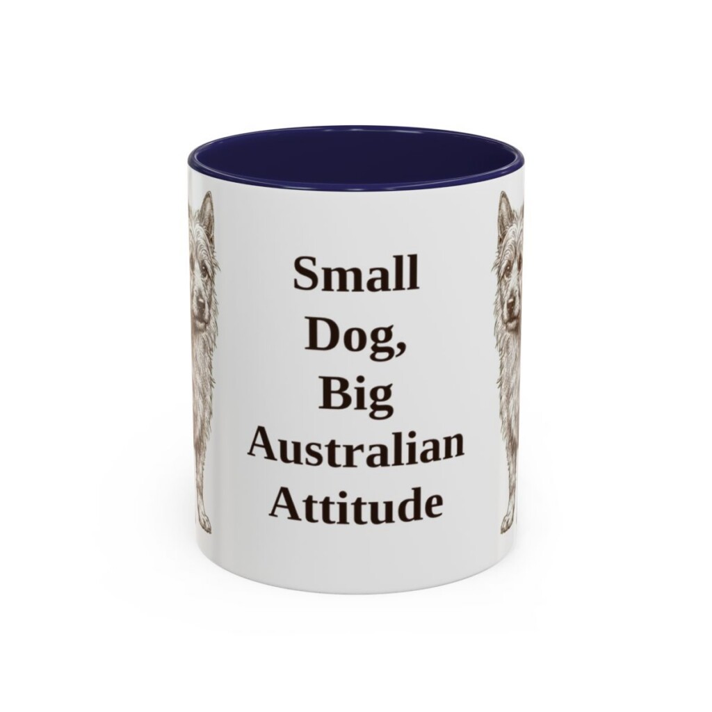 11oz Funny Australian Terrier Mug, Navy, front view