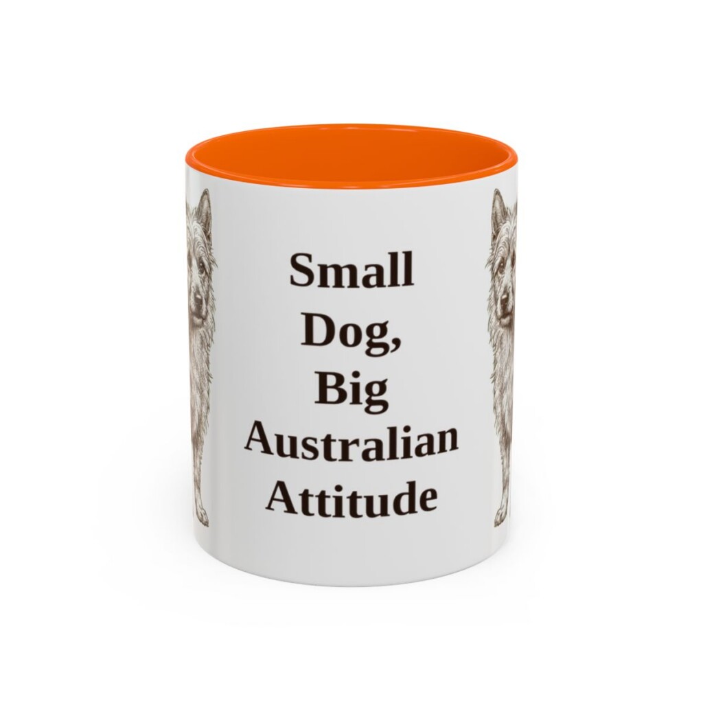 11oz Funny Australian Terrier Mug, Orange, front view