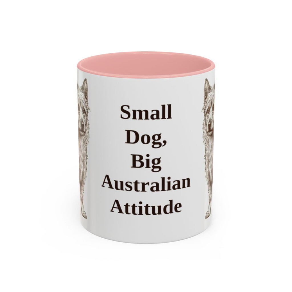 11oz Funny Australian Terrier Mug, Pink, front view