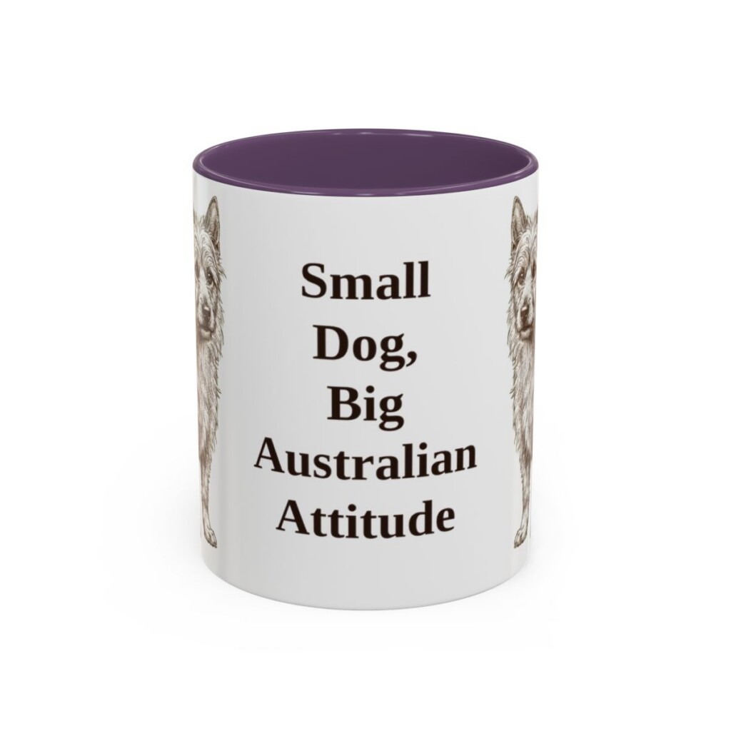 11oz Funny Australian Terrier Mug, Purple, front view