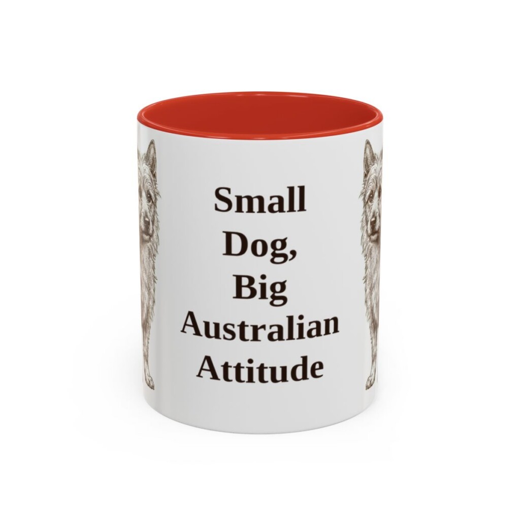 11oz Funny Australian Terrier Mug, Red, front view