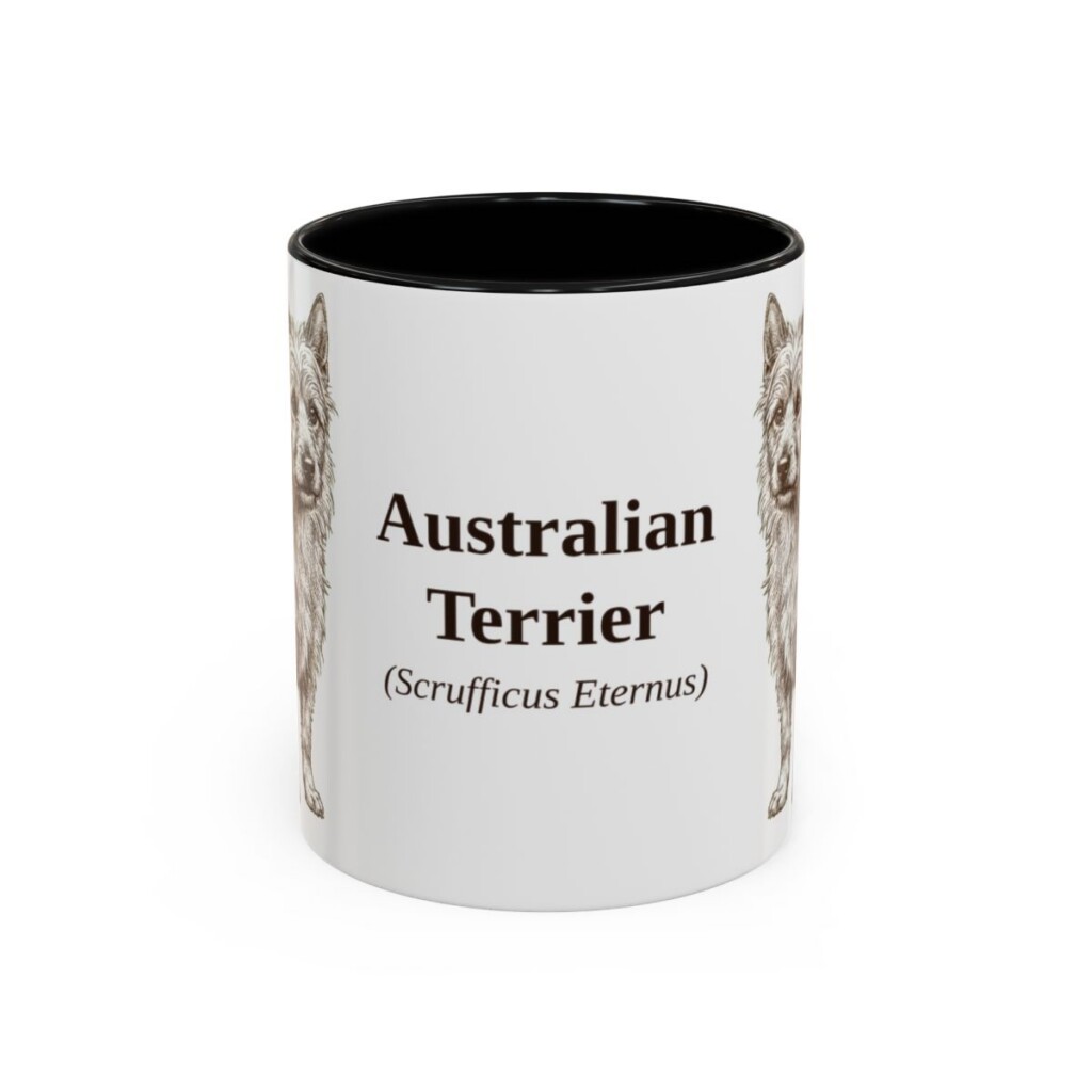 11oz Australian Terrier Latin Mug, Black, front view