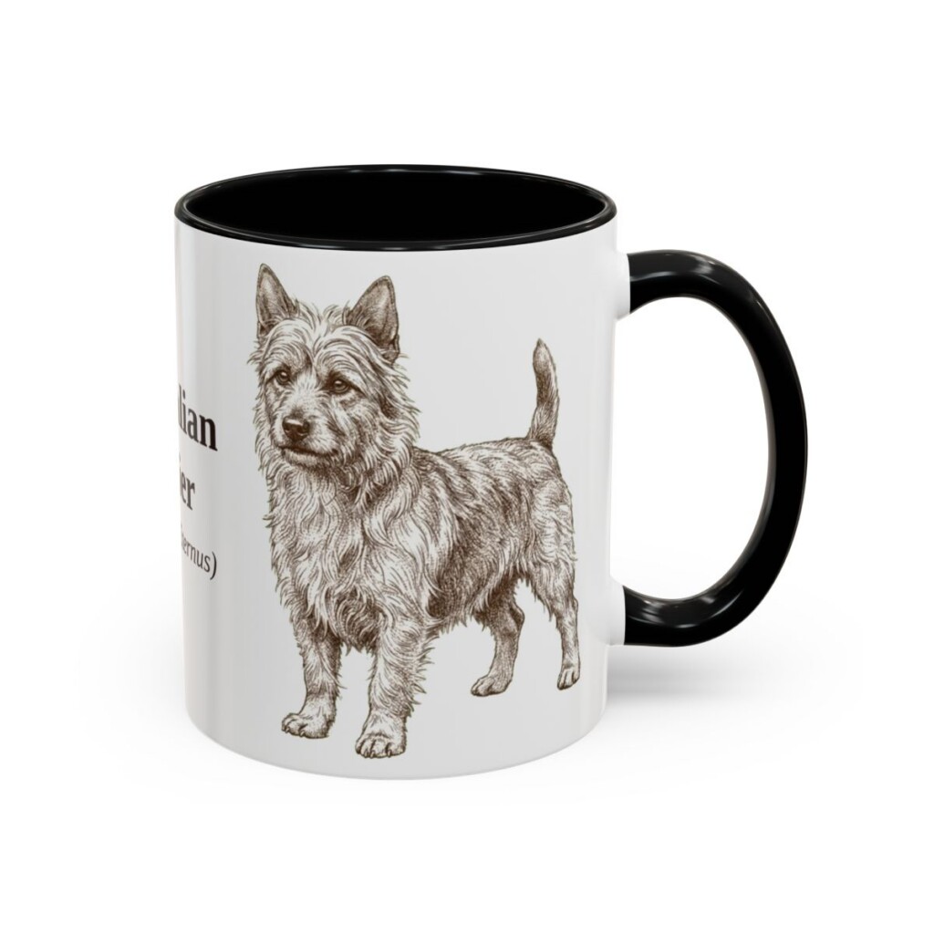 11oz Australian Terrier Latin Mug, Black, right side view