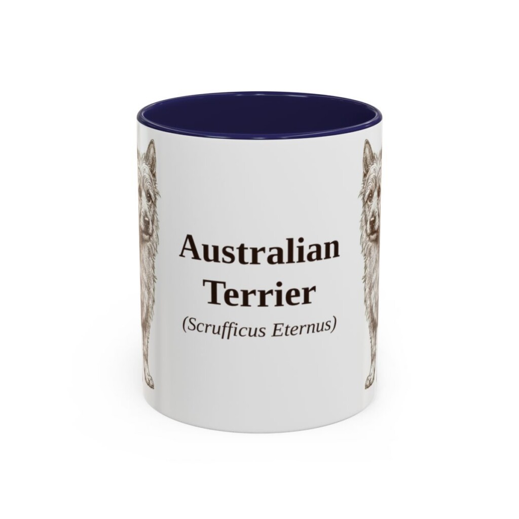 11oz Australian Terrier Latin Mug, Navy, front view