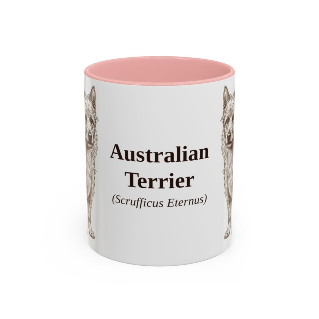 11oz Australian Terrier Latin Mug, Pink, front view