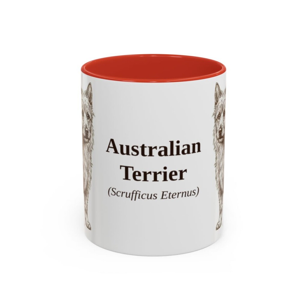 11oz Australian Terrier Latin Mug, Red, front view