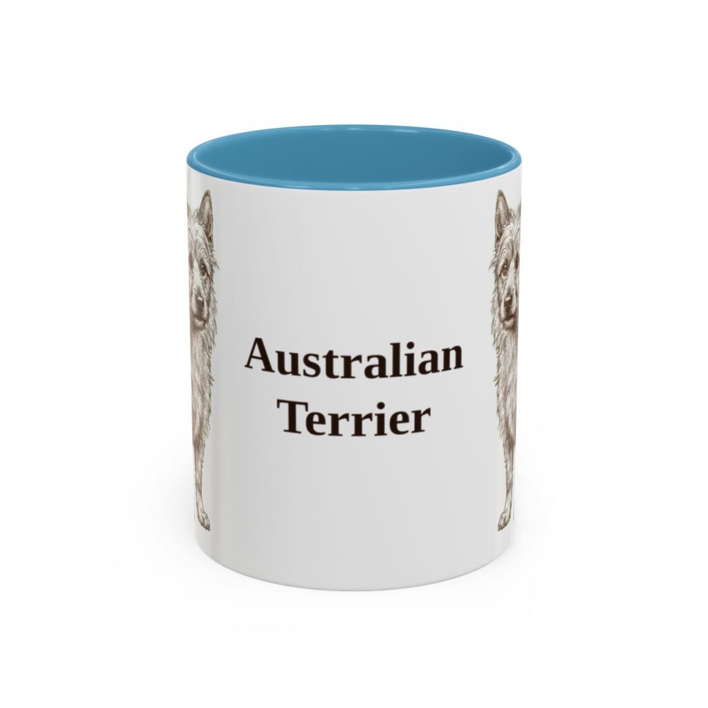 11oz Australian Terrier Mug, Light Blue, front view
