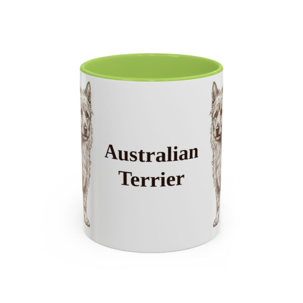 11oz Australian Terrier Mug, Light Green, front view