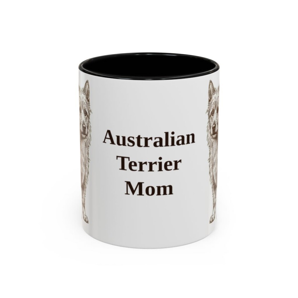 11oz Australian Terrier Dog Mom Mug, Black, front view