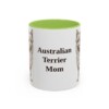 11oz Australian Terrier Dog Mom Mug, Light Green, front view