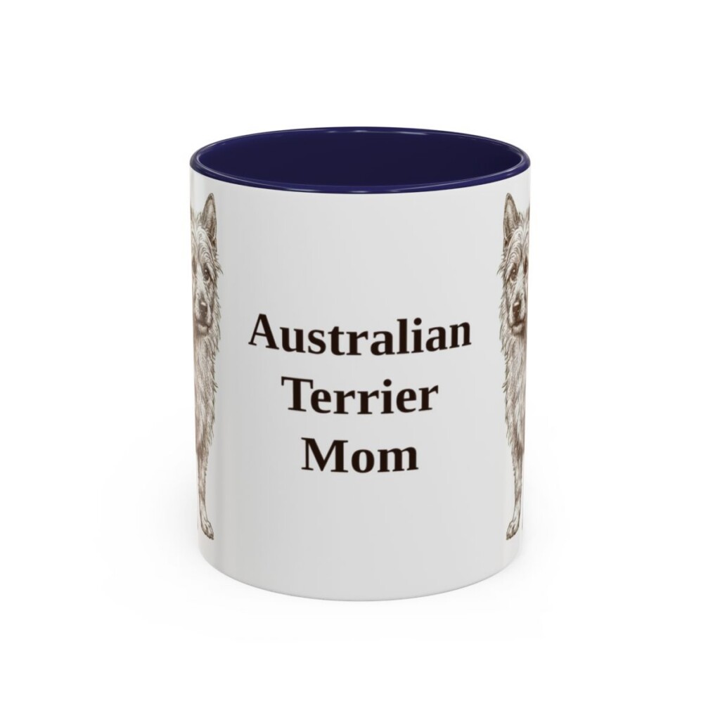 11oz Australian Terrier Dog Mom Mug, Navy, front view