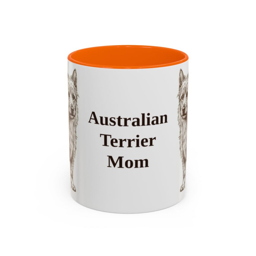 11oz Australian Terrier Dog Mom Mug, Orange, front view