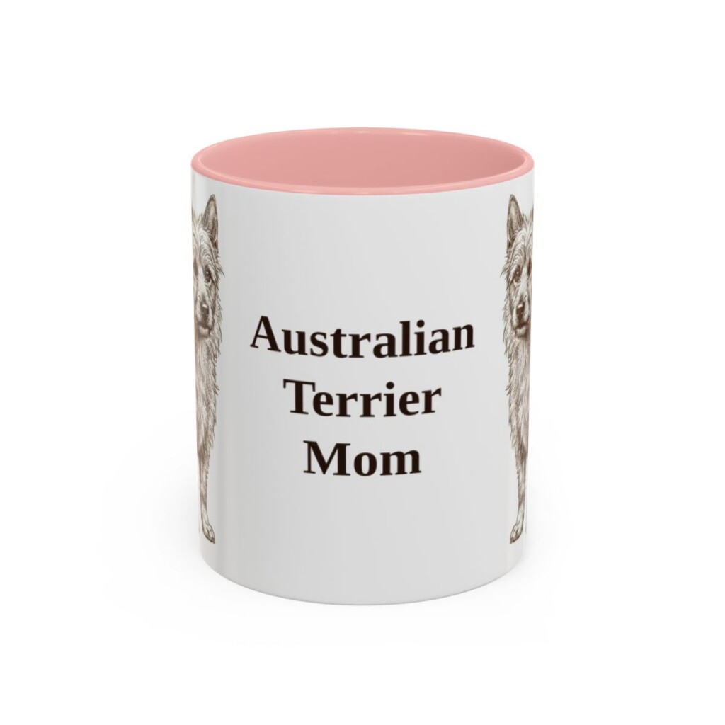11oz Australian Terrier Dog Mom Mug, Pink, front view