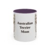 11oz Australian Terrier Dog Mom Mug, Purple, front view