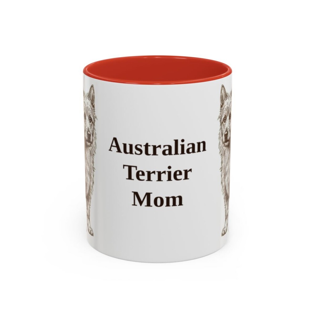 11oz Australian Terrier Dog Mom Mug, Red, front view