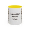 11oz Australian Terrier Dog Mom Mug, Yellow, front view
