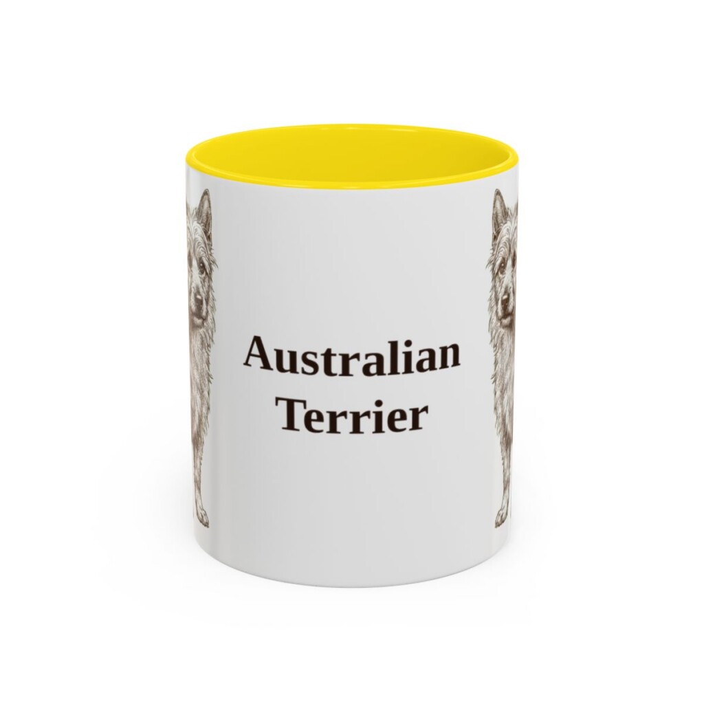 11oz Australian Terrier Mug, Yellow, front view