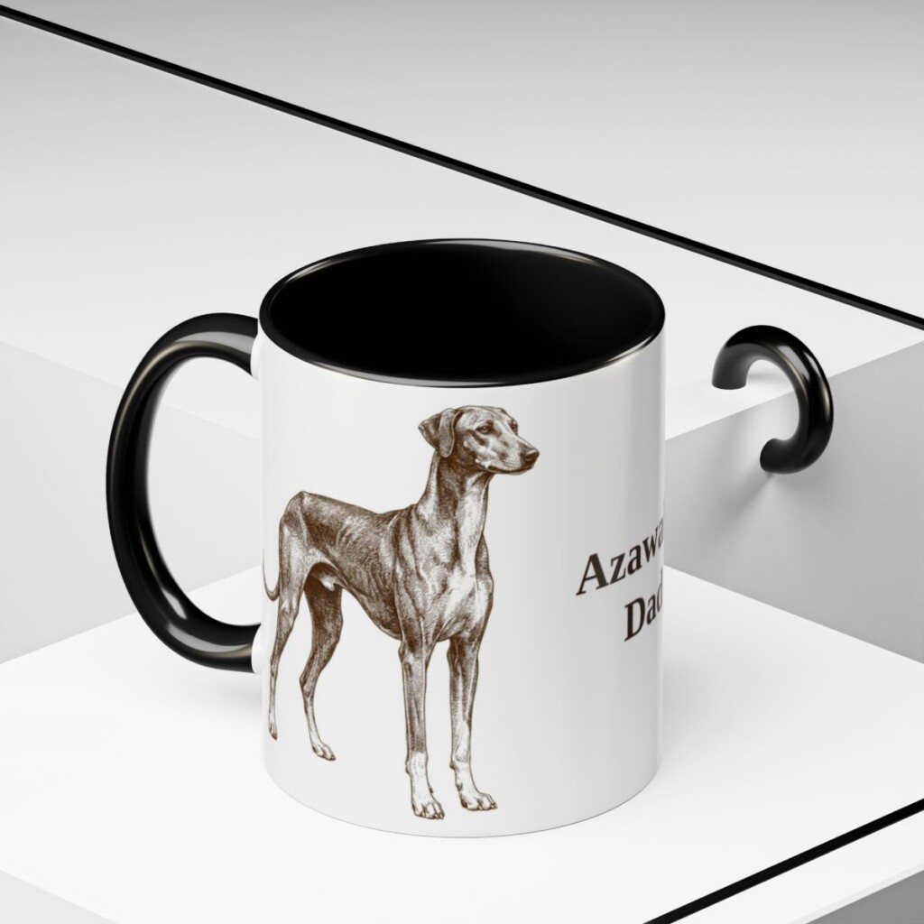 11oz Azawakh Dog Dad Mug, Black, lifestyle photo