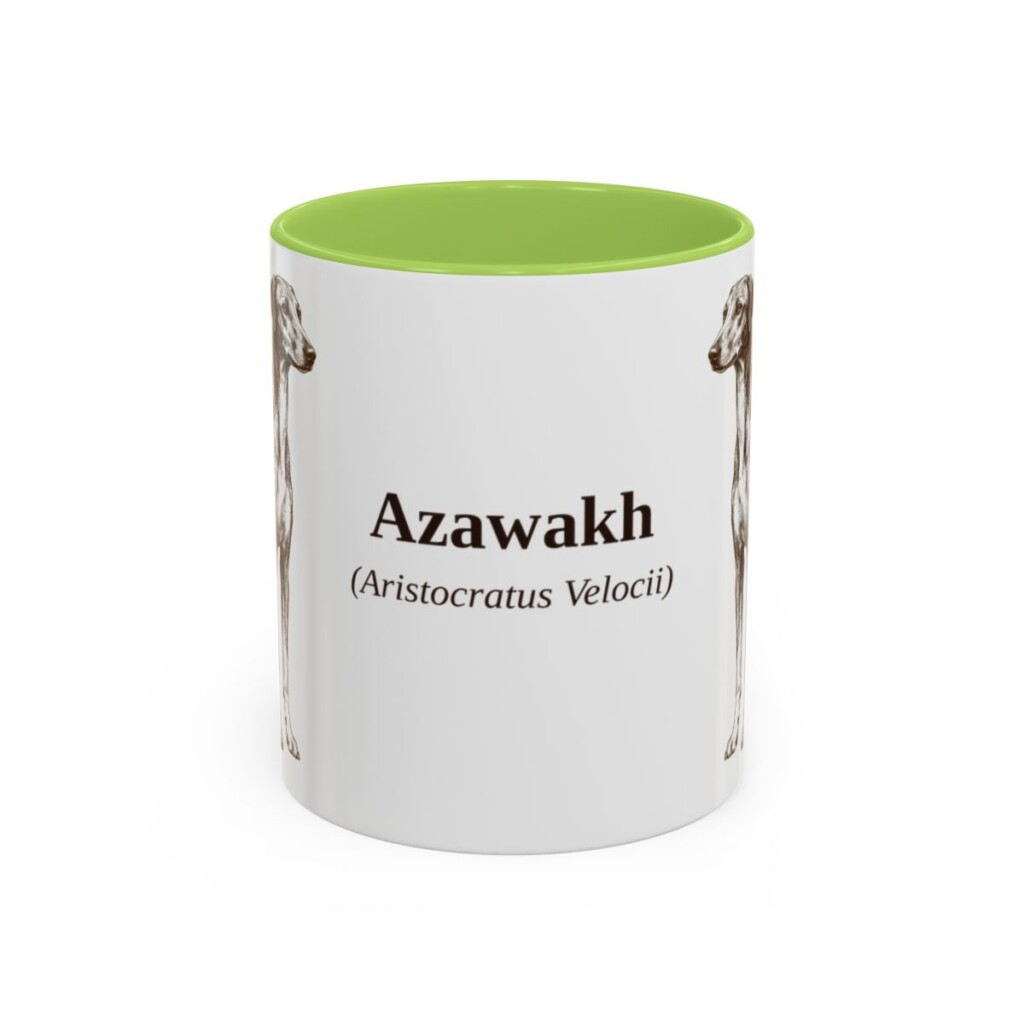 11oz Azawakh Latin Mug, Light Green, front view